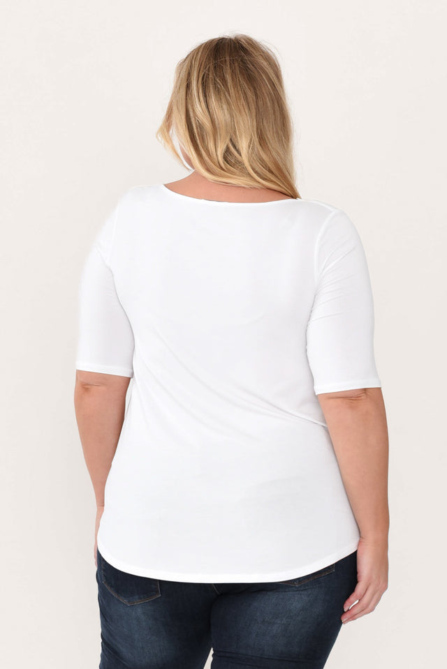 Buttery White Half Sleeve Top,Blonde model,alt text|model:Caitlin image 11