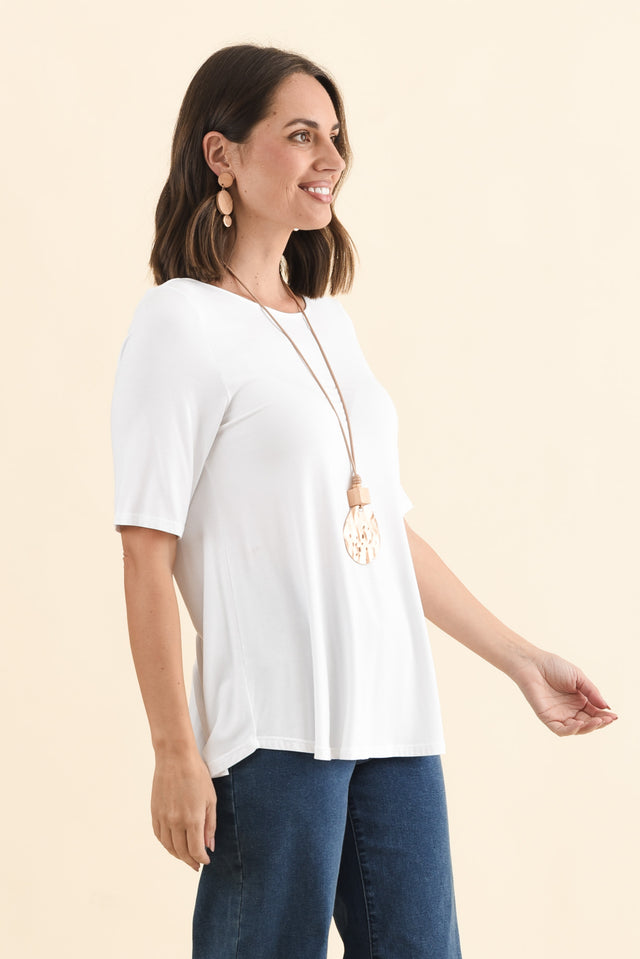 Buttery White Half Sleeve Top,Brunette model,alt text|model:MJ image 4