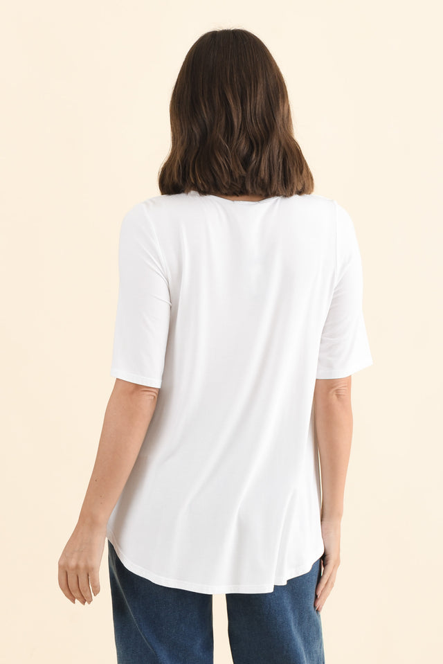 Buttery White Half Sleeve Top,Brunette model,alt text|model:MJ image 5