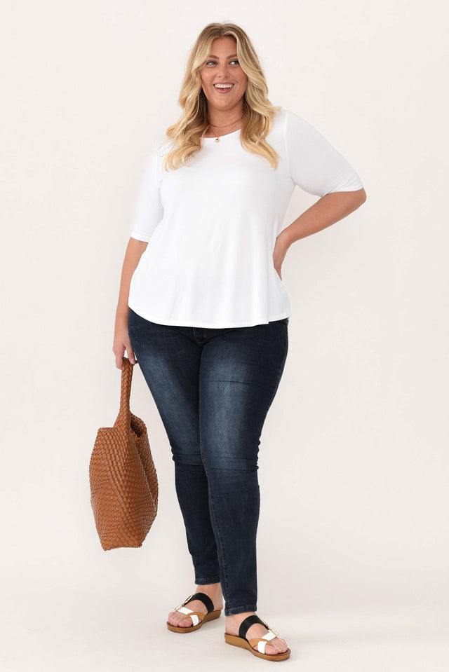Buttery White Half Sleeve Top,Blonde model,alt text|model:Caitlin image 9
