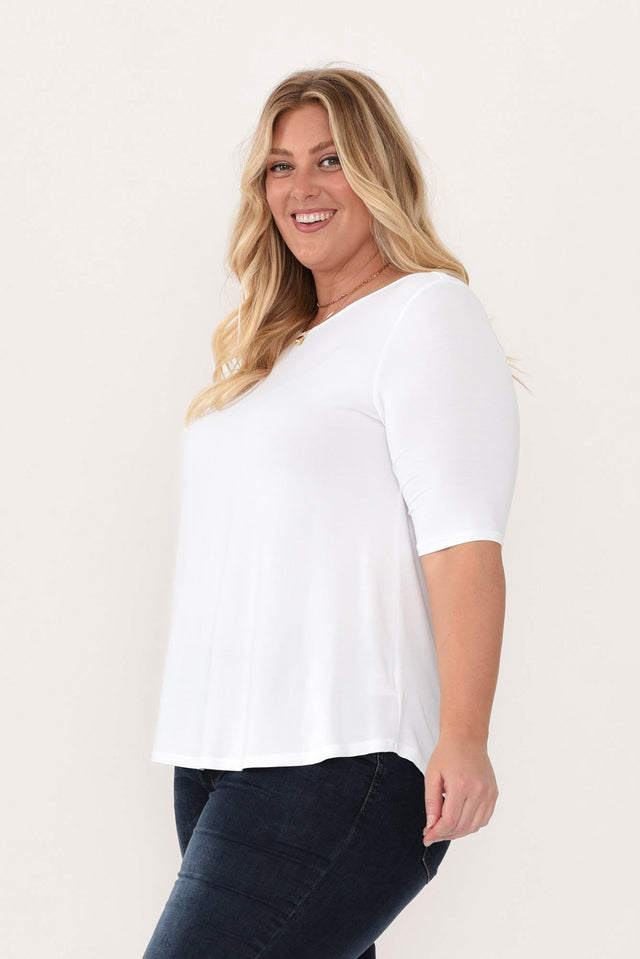 Buttery White Half Sleeve Top,Blonde model,alt text|model:Caitlin image 10
