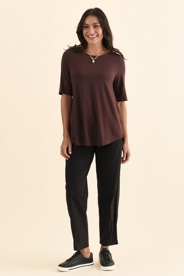 Buttery Wine Half Sleeve Top,Brunette model,alt text|model:Brontie image 7
