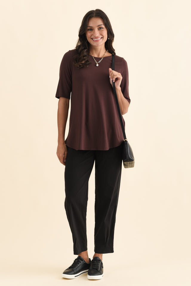 Buttery Wine Half Sleeve Top,Brunette model,alt text|model:Brontie image 3