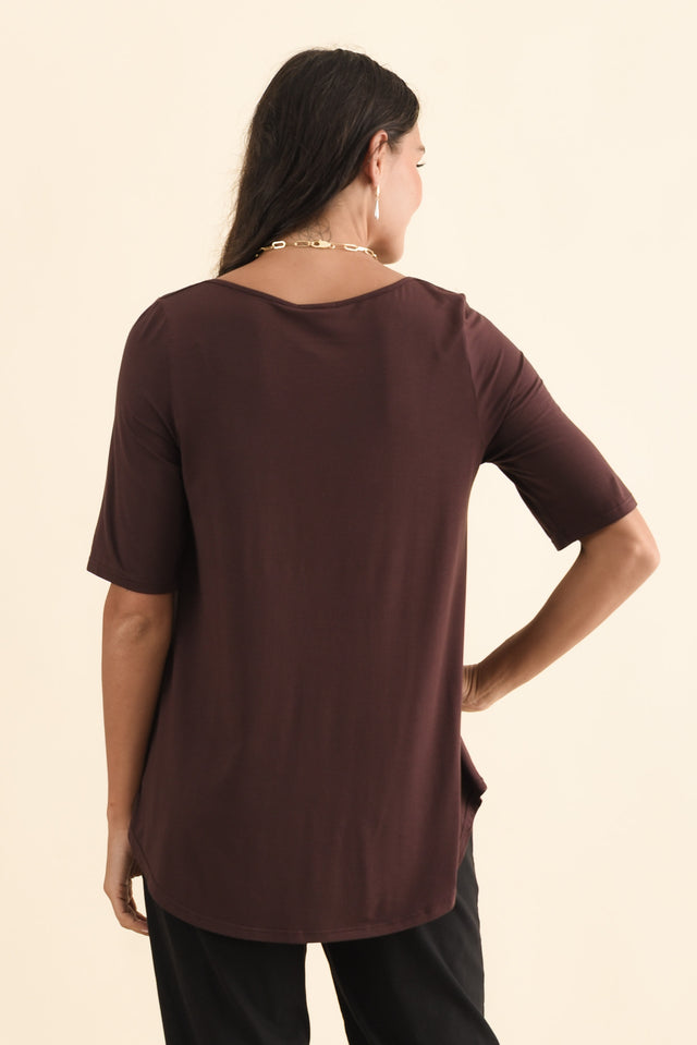 Buttery Wine Half Sleeve Top,Brunette model,alt text|model:Brontie image 5