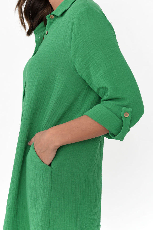 Byron Green Cotton Shirt Dress