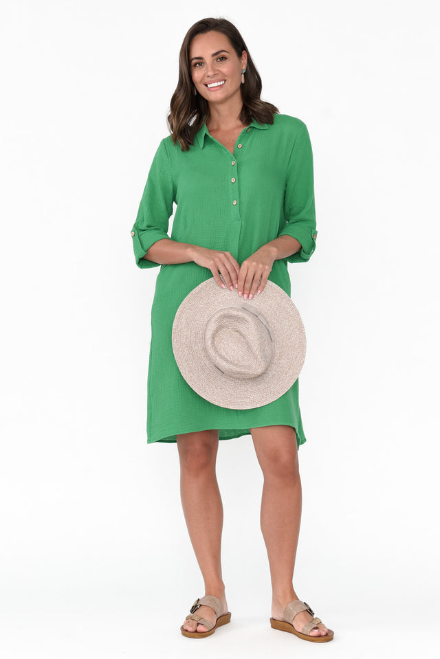 Byron Green Cotton Shirt Dress