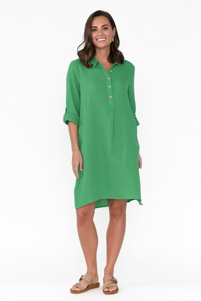 Byron Green Cotton Shirt Dress