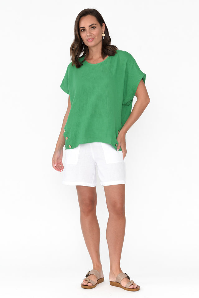 Byron Green Cotton Button Top banner image