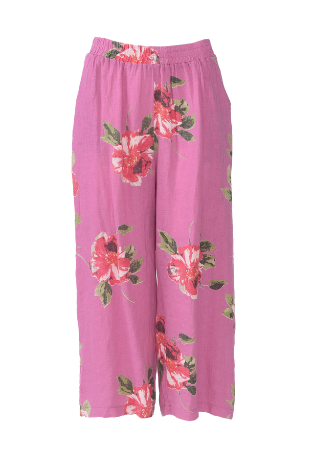 Cheyanne Pink Flower Linen Pants image 2