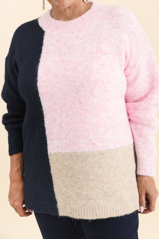 Cadence Pink Splice Knit Jumper,Brunette model,alt text|model:Pilita image 8