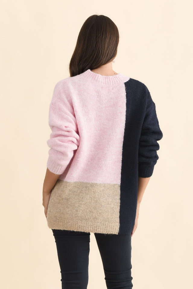 Cadence Pink Splice Knit Jumper,Brunette model,alt text|model:MJ image 5