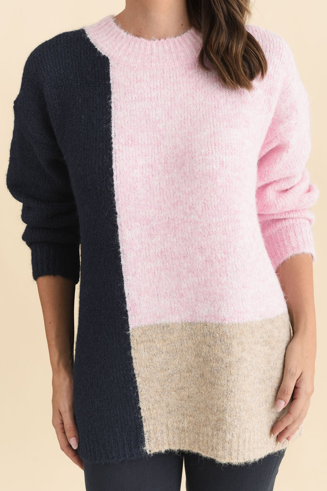 Cadence Pink Splice Knit Jumper,Brunette model,alt text|model:MJ image 6