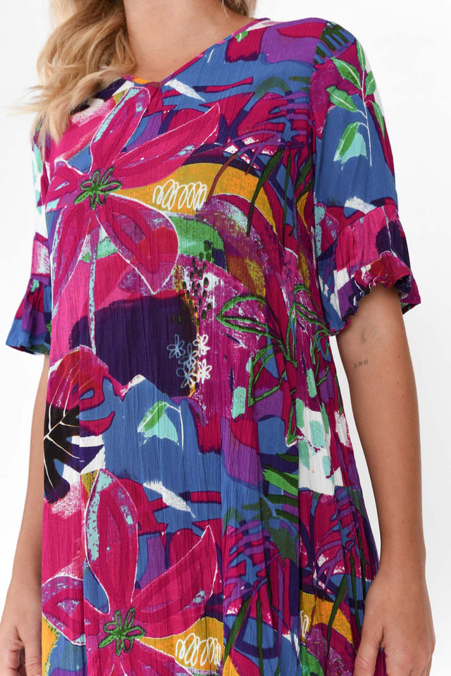 Calla Purple Botanical Crinkle Dress