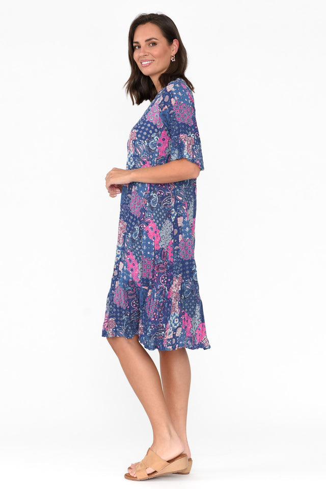 Calla Purple Patchwork Crinkle Dress