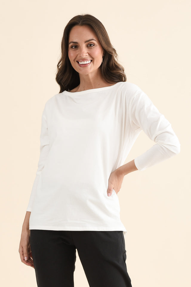 Calvin White Cotton Long Sleeve Tee