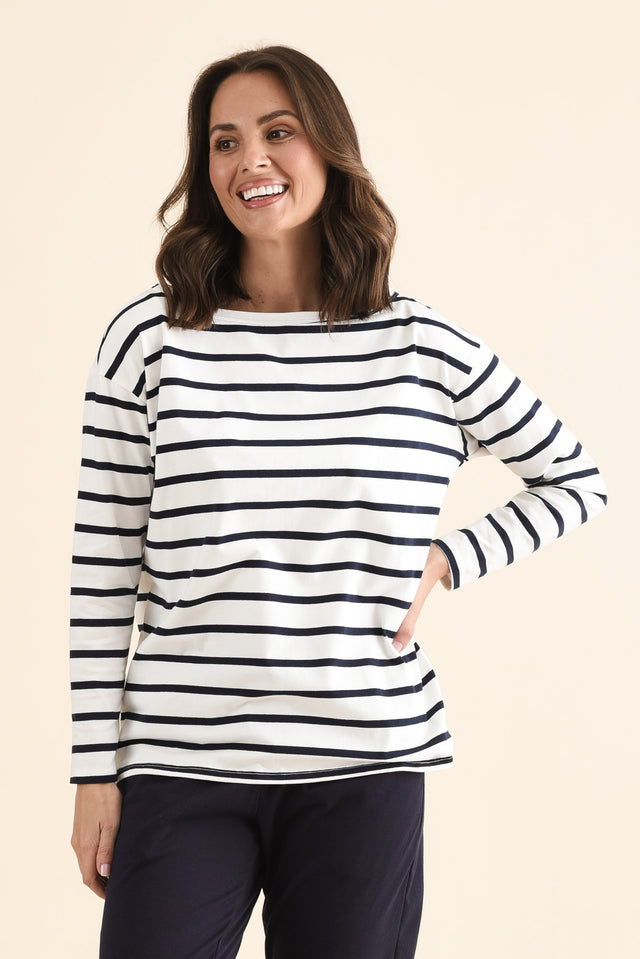 Calvin White Stripe Cotton Long Sleeve Tee