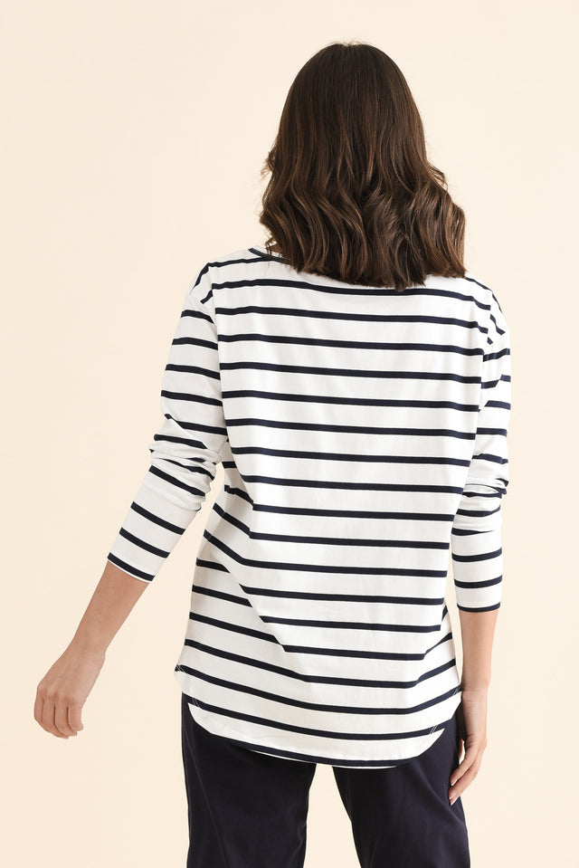 Calvin White Stripe Cotton Long Sleeve Tee image 4