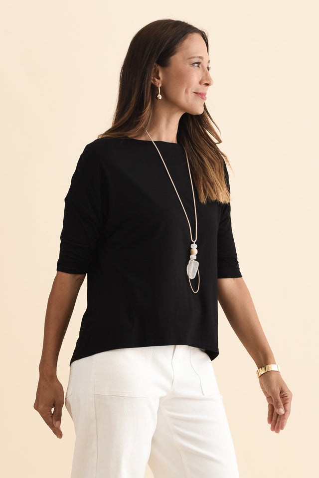 Camila Black Bamboo Top,Brunette model,alt text|model:Cara image 6