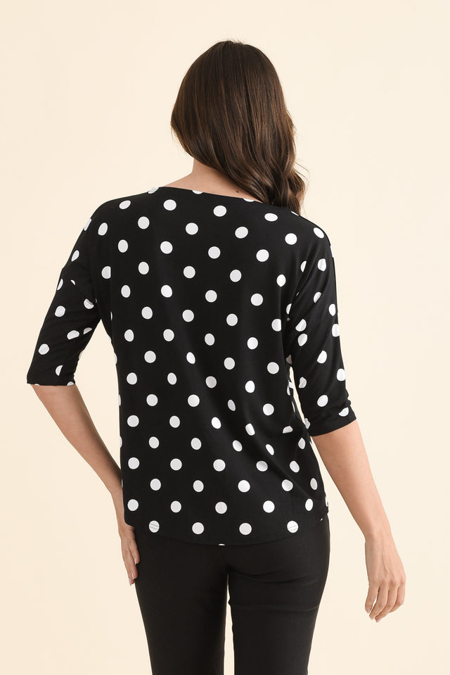 Camila Black Spot Bamboo Top,Back,Brunette model,alt text|model:MJ image 5