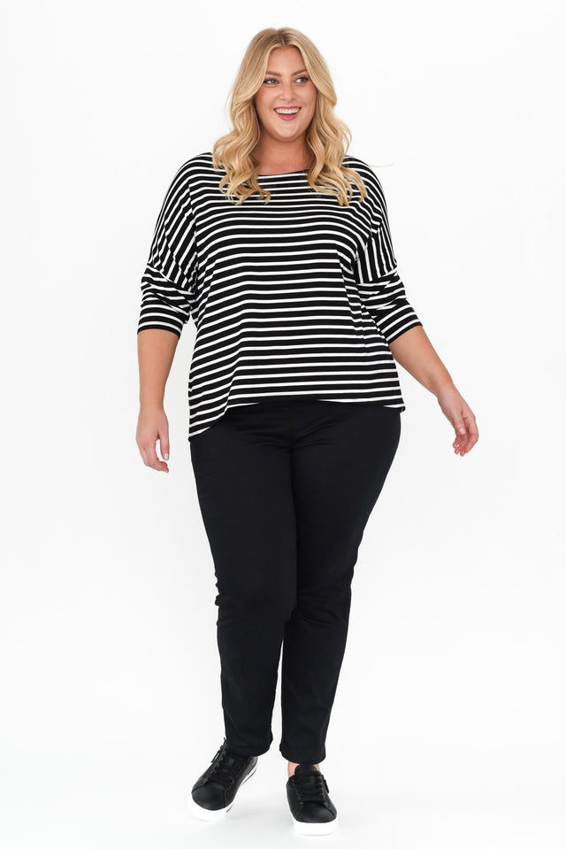 Camila Black Stripe Bamboo Top,Blonde model,alt text|model:Caitlin image 13