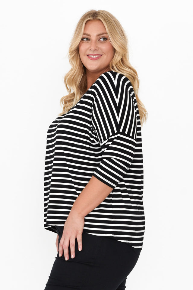Camila Black Stripe Bamboo Top,Blonde model,alt text|model:Caitlin image 14