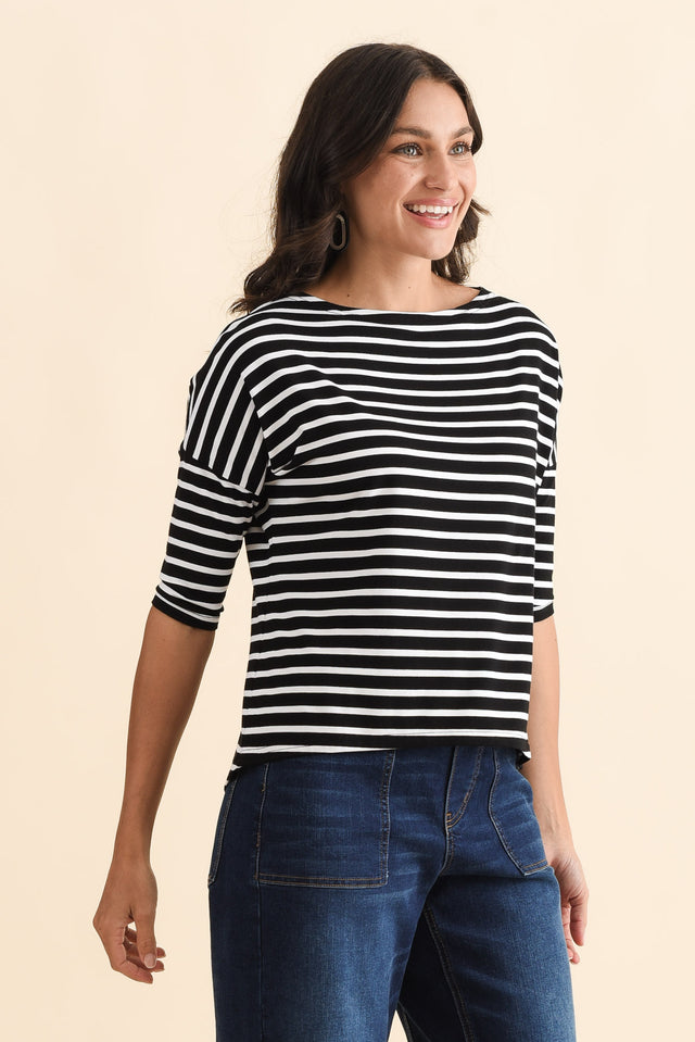 Camila Black Stripe Bamboo Top,Brunette model,alt text|model:Brontie image 6