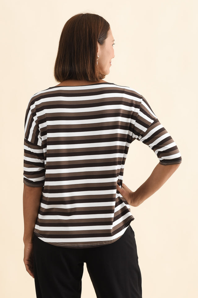 Camila Brown Stripe Bamboo Top,Brunette model,alt text|model:Cara image 6