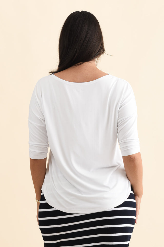 Camila White Bamboo Top,Brunette model,alt text|model:Emilia image 14