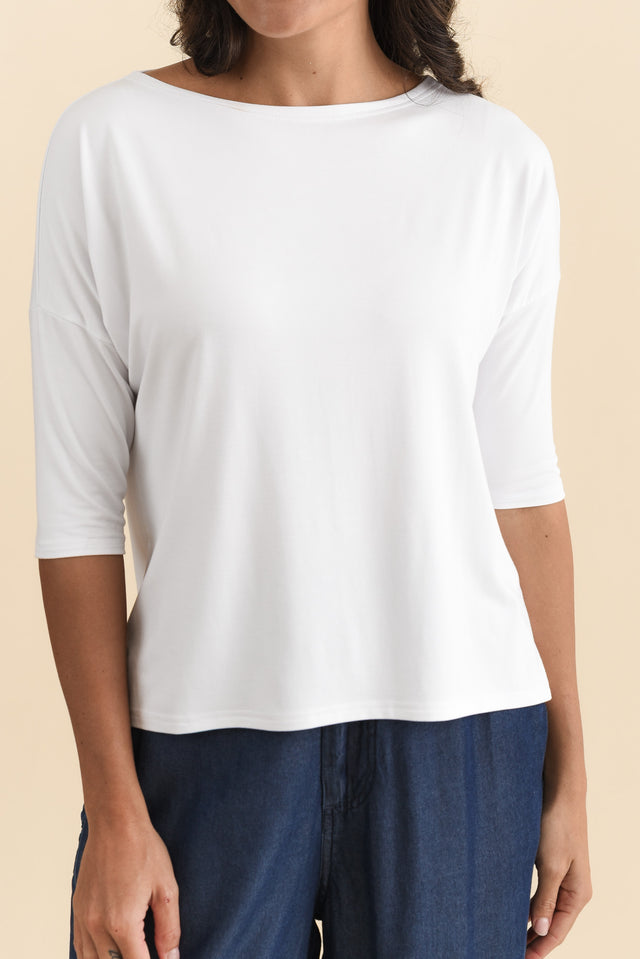 Camila White Bamboo Top,Brunette model,alt text|model:Brontie image 9