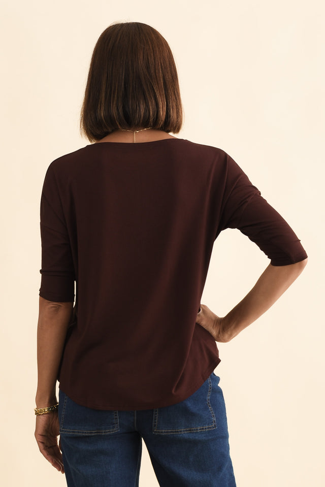 Camila Wine Bamboo Top,Brunette model,alt text|model:Cara image 5