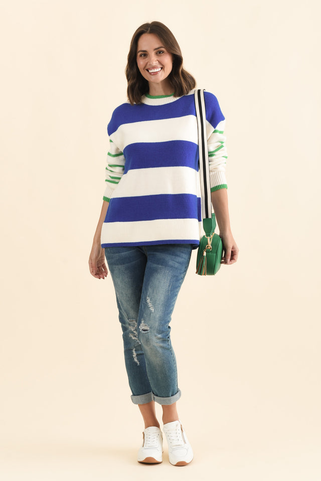 Camryn Blue Stripe Knit Sweater
