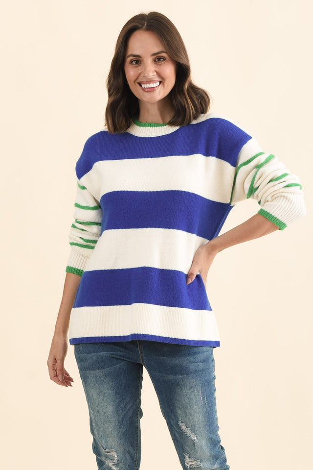 Camryn Blue Stripe Knit Sweater