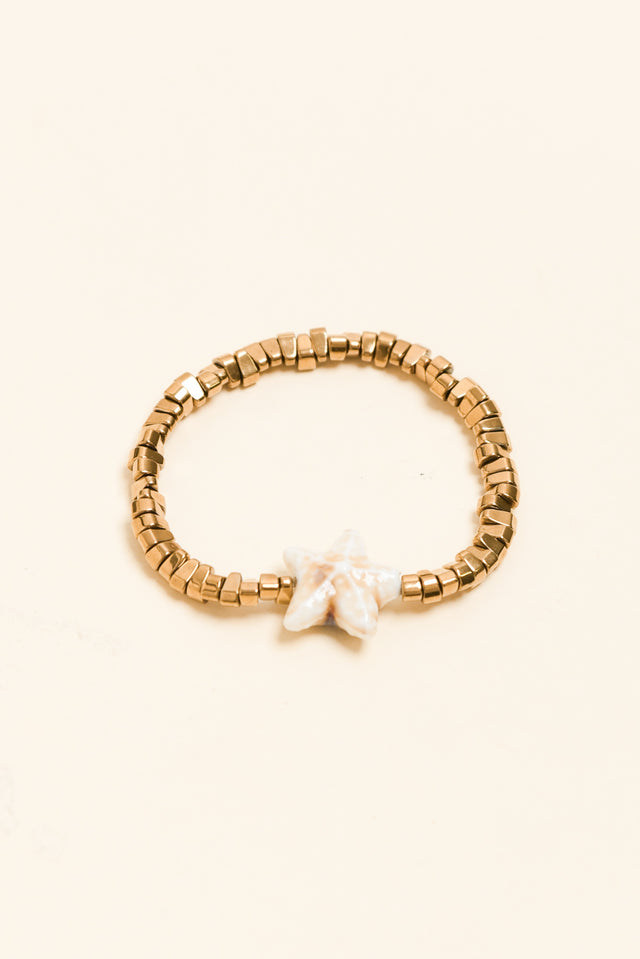Caprina Gold Starfish Beaded Bracelet