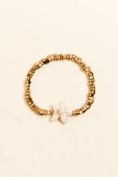 Caprina Gold Starfish Beaded Bracelet