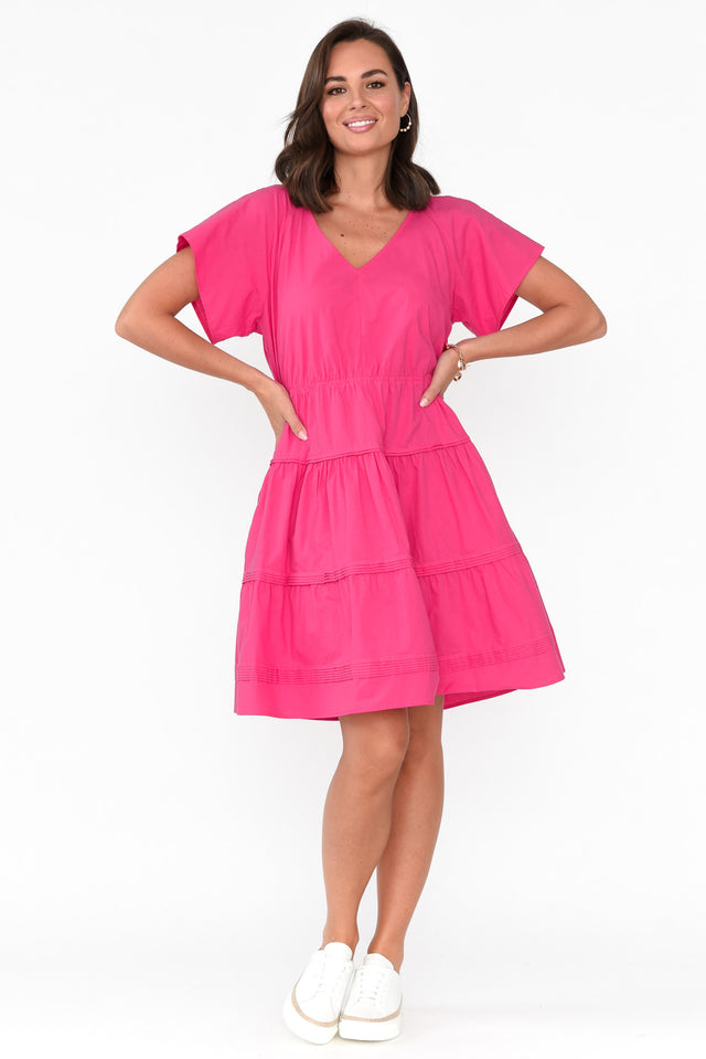 Capulet Hot Pink Cotton Tier Dress image 6