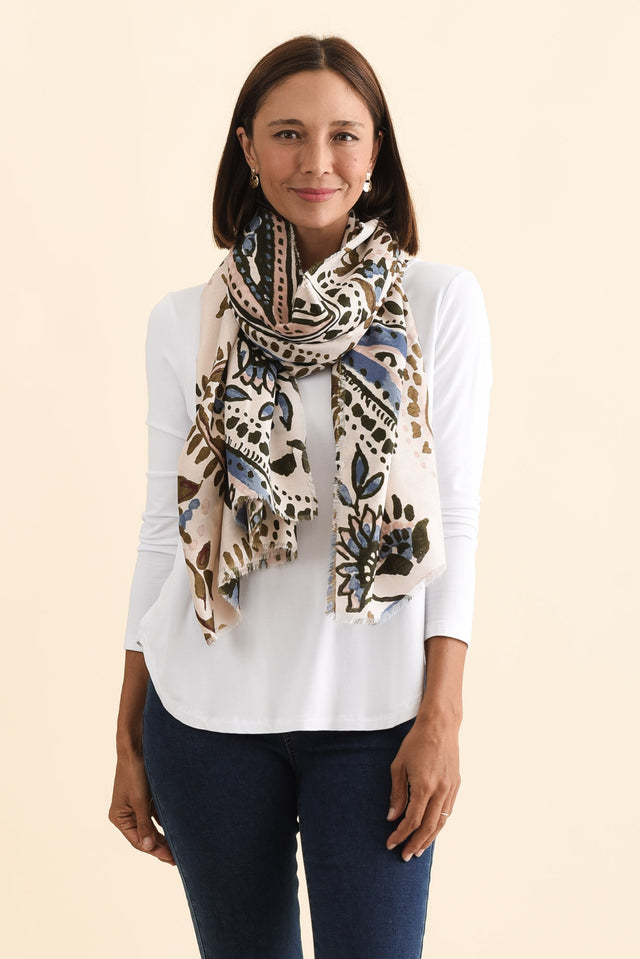 Cardiff Cream Paisley Scarf