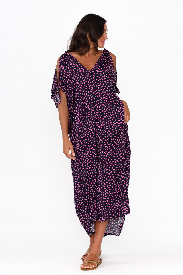Carla Pink Fleck Cold Shoulder Kaftan