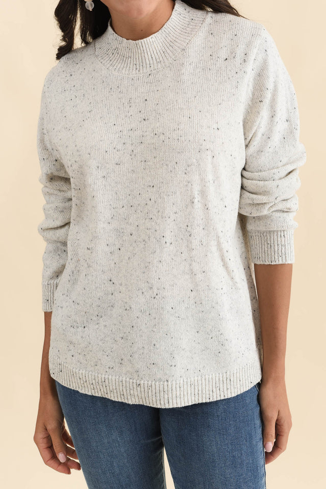 Carlin Grey Marle Knit Jumper,Brunette model,alt text|model:Brontie image 5