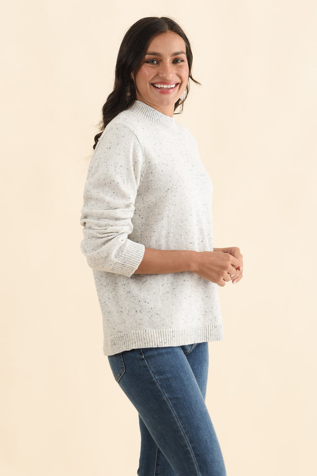 Carlin Grey Marle Knit Jumper,Brunette model,alt text|model:Brontie image 3