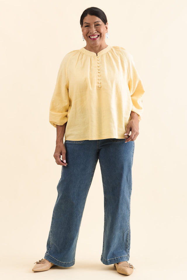Carlson Cream Embroidered Blouse,Full Body,Brunette model,alt text|model:Pilita