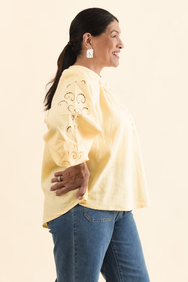 Carlson Cream Embroidered Blouse,Side,Brunette model,alt text|model:Pilita image 3