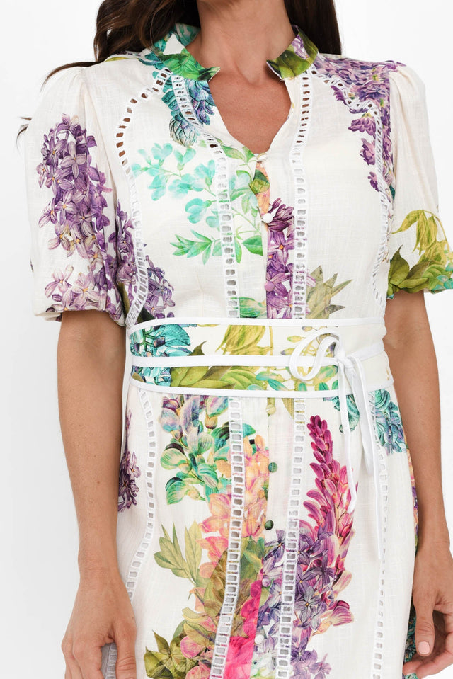 Carlyle Wisteria Alba Linen Blend Dress,Brunette model,alt text|model:Elouise image 7