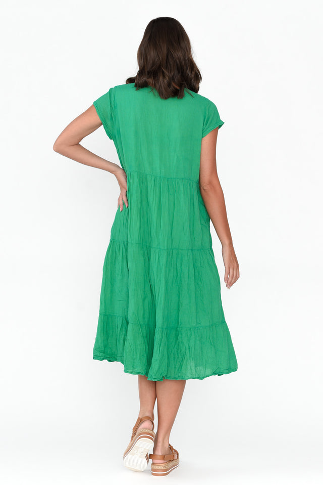 Carmen Green Crinkle Cotton Dress image 5