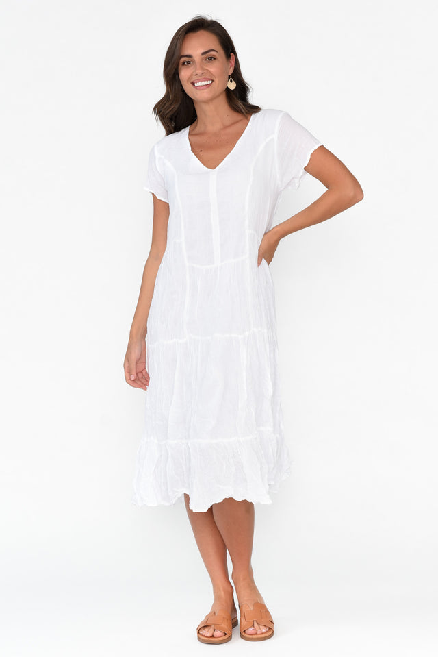 Carmen White Crinkle Cotton Dress image 6