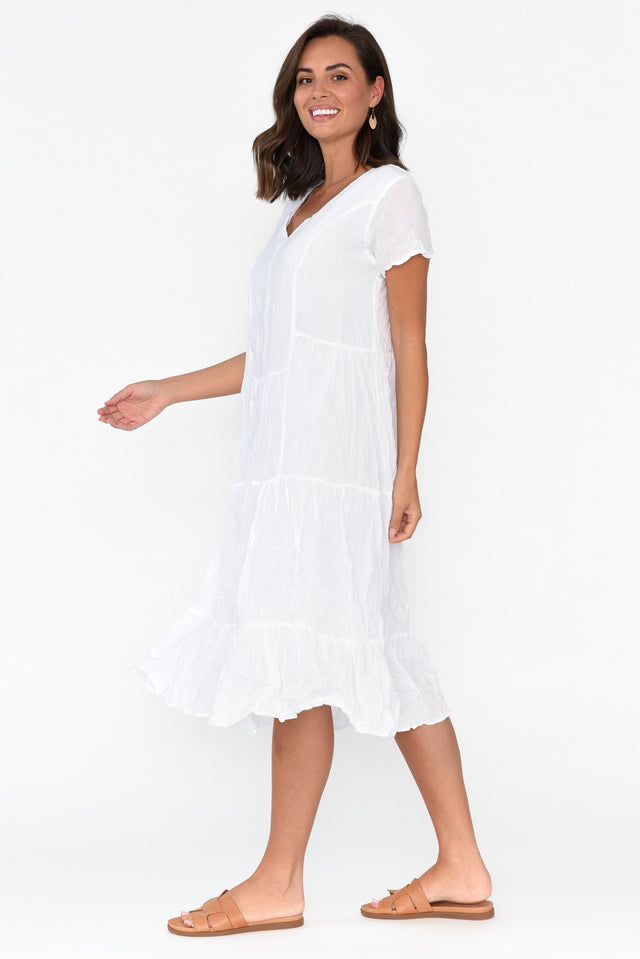 Carmen White Crinkle Cotton Dress