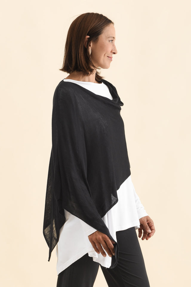 Carrie Black Cashmere Bamboo Poncho image 4