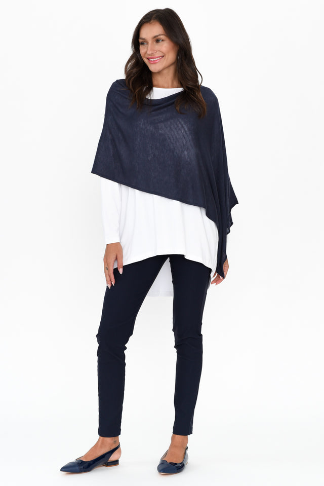 Carrie Navy Cashmere Bamboo Poncho image 3