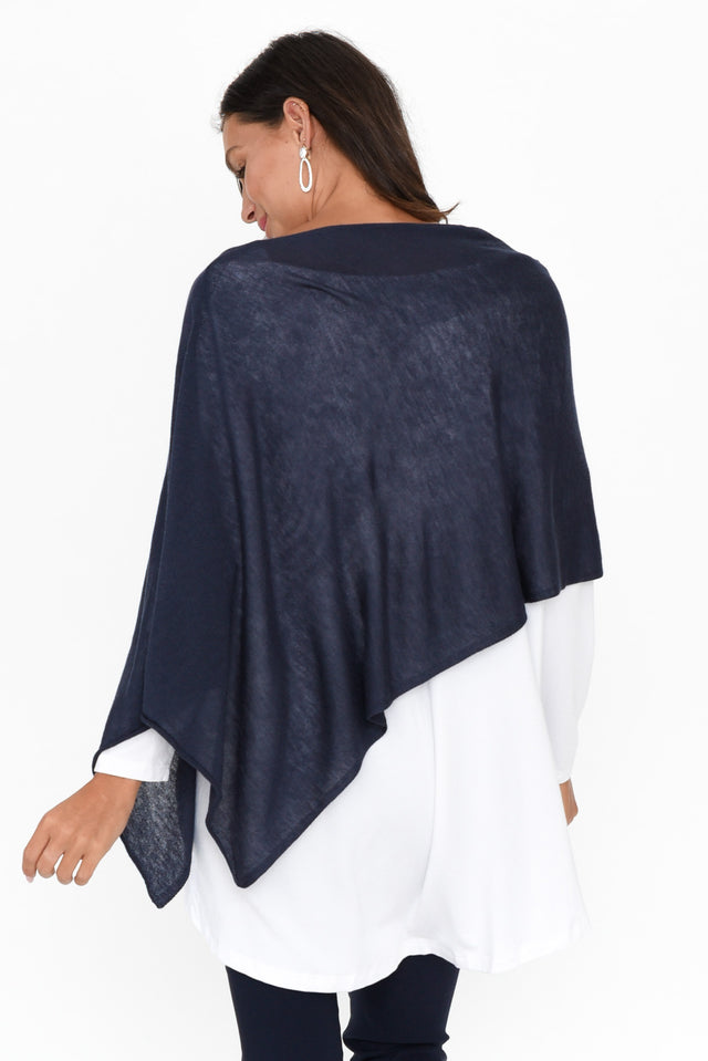 Carrie Navy Cashmere Bamboo Poncho
