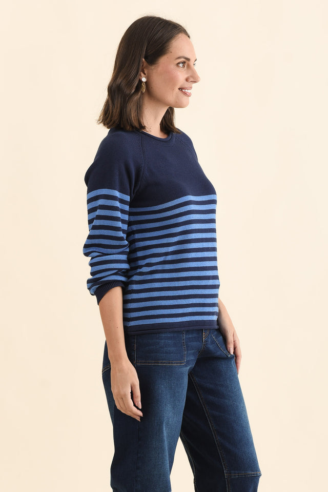 Carrie Navy Stripe Cotton Knit Jumper image 4
