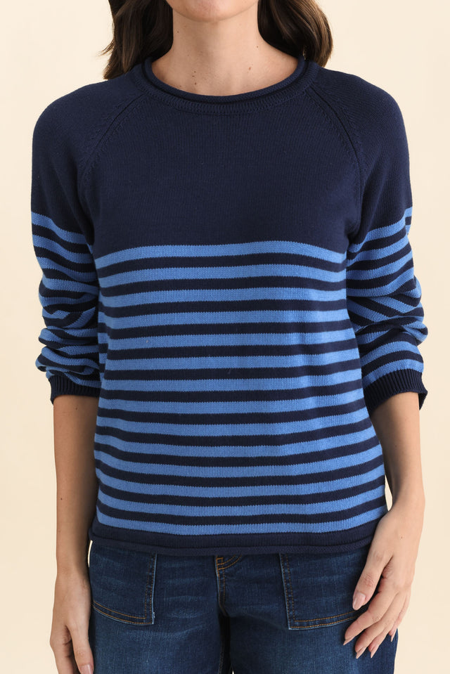 Carrie Navy Stripe Cotton Knit Jumper image 6